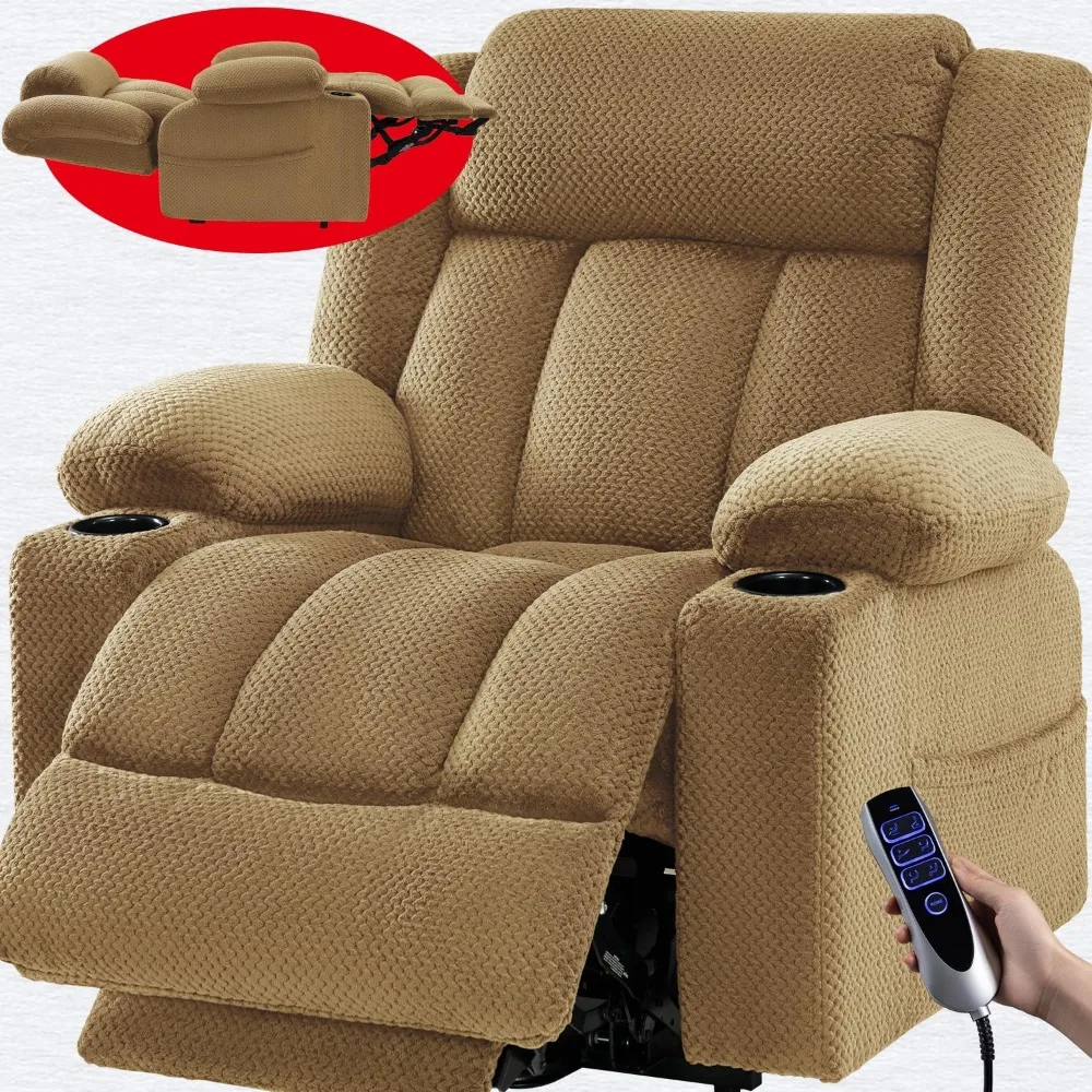 

Triple Motor Large-Wide Power Lift Recliner, Lay Flat with Heat & Massage, Infinite Position, Power Headrest for Elderly