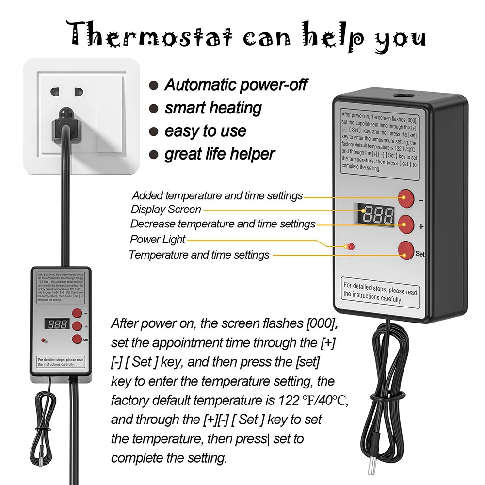 110 V/220 V 2000W ไฟฟ้าหม้อต้มน้ําองค์ประกอบความร้อนแบบพกพา Immersion Thermostatic เครื่องทําความร้อนสําหรับห้องน้ําสระว่ายน้ํา