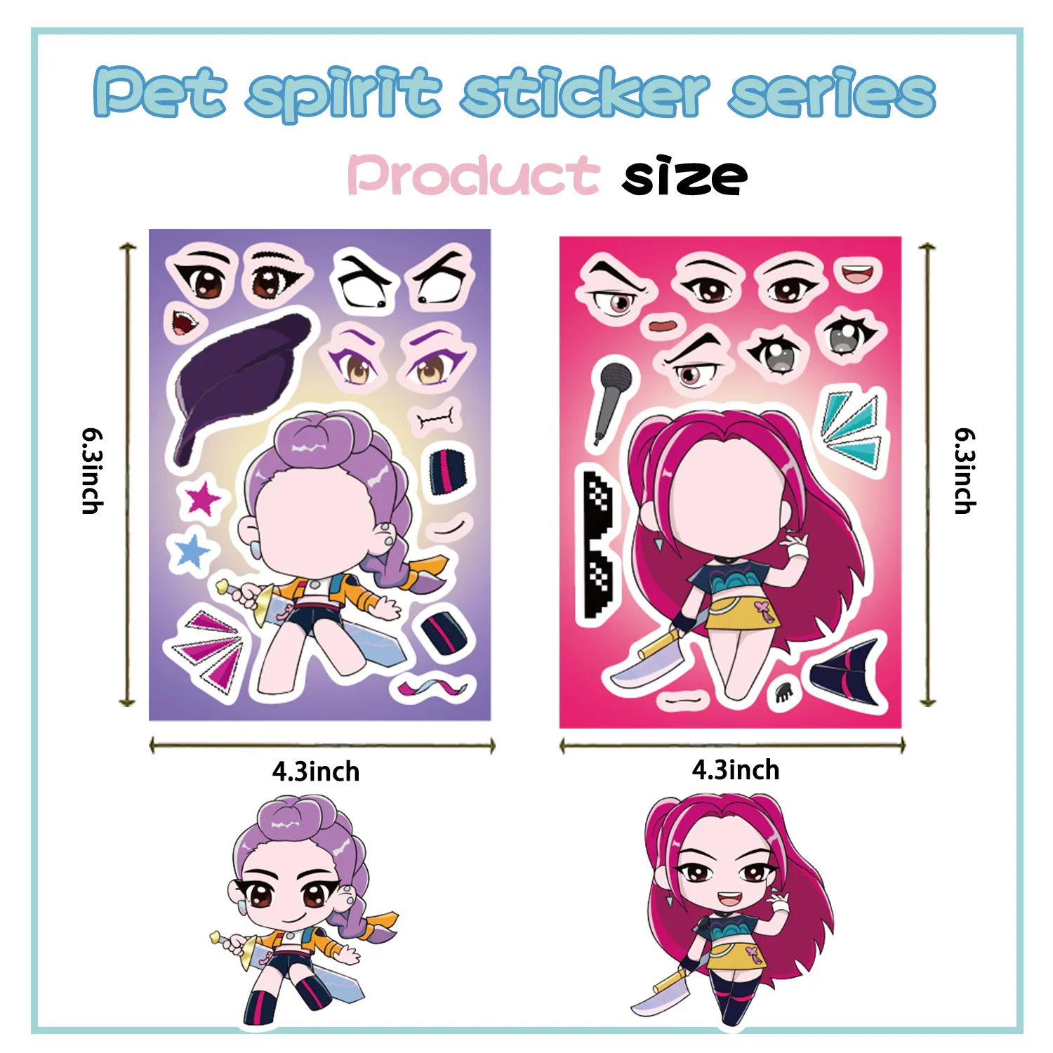 8pack Kpop Demon Hunters funny expressions puzzle stickers, children's handmade DIY games toys, practical educational gifts