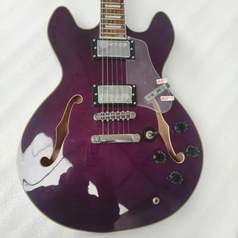 

STLF Wholesale Custom Good Quality Maple Rosewood Fingerboard Maple Neck Jazz Semi Hollow Purple Electroacoustic Electric Guitar