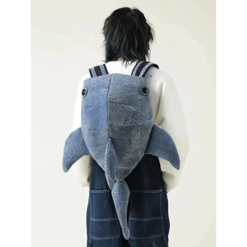 Whale Shark Shape Backpack Cartoon Personalized Animal Travel Bag Chic Large Capacity Durable Knapsack Student Schoolbag