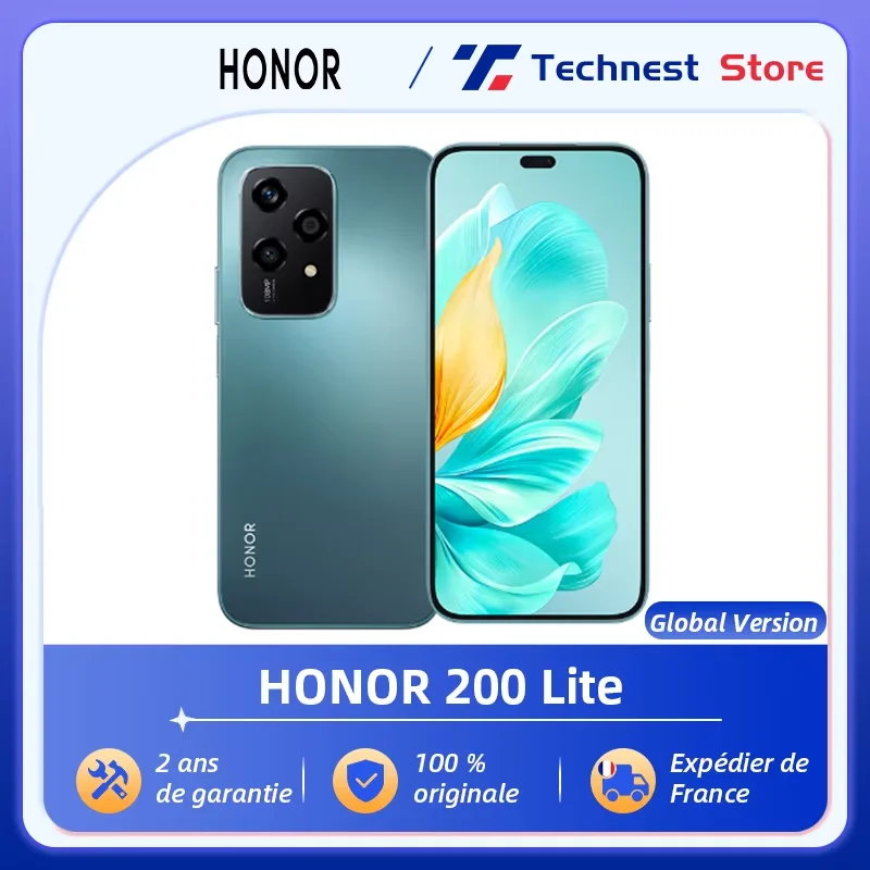 New Global Version  HONOR 200 Lite 5G Smartphone MediaTek Dimensity 6080 108MP Main Camera 4500mAh Battery 6.7