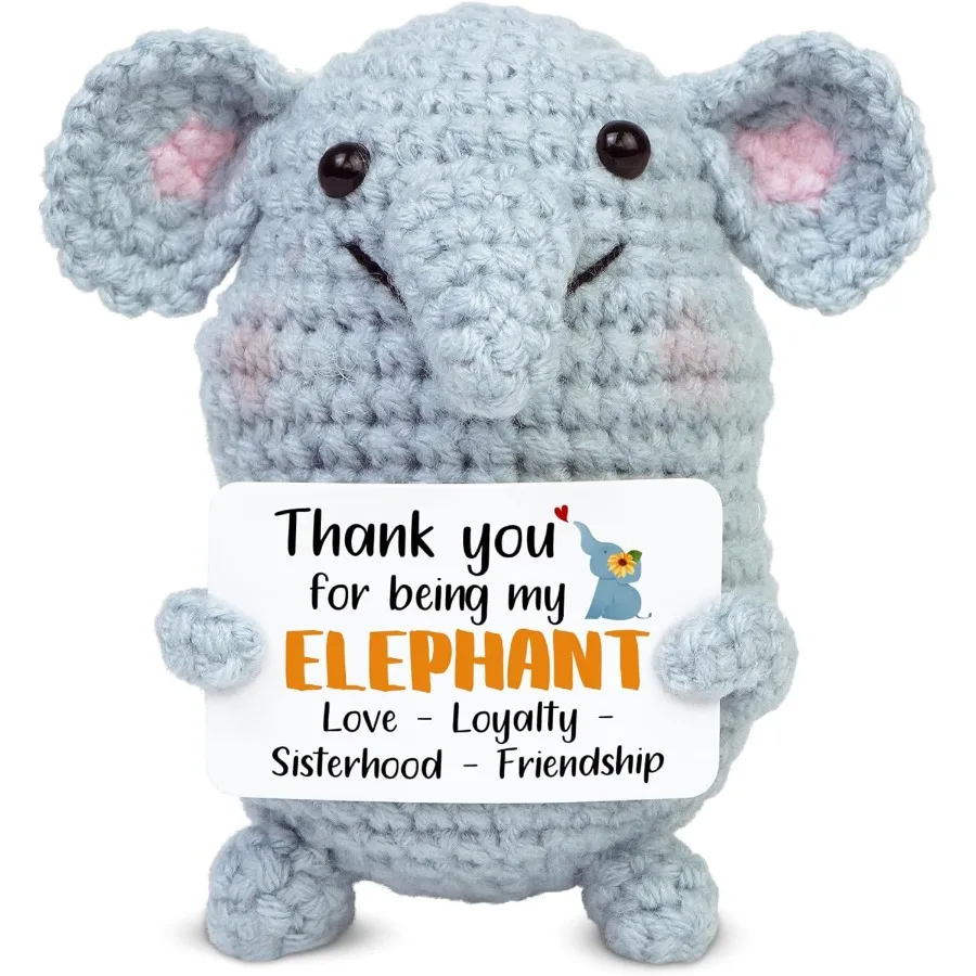 OASSIE Regalos de cumpleaños para amigos para mujeres Mini soporte emocional hecho a mano de ganchillo con tarjeta de mensaje Gracias Amiga navideña