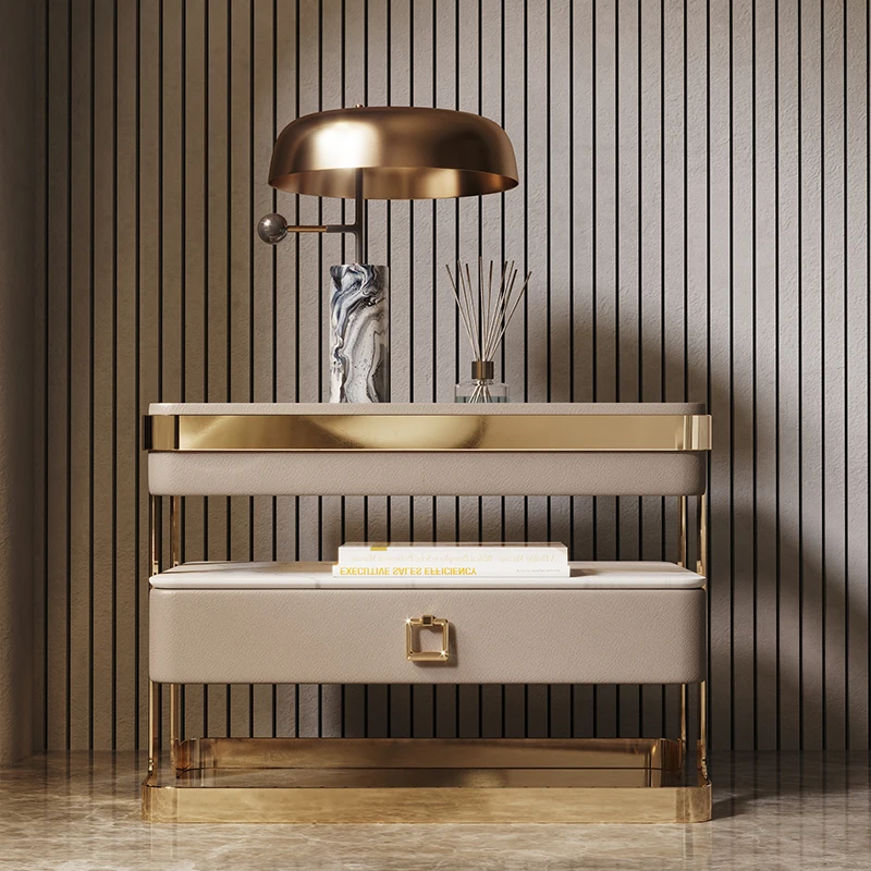 Mesa de cabeceira de carregamento de luxo quarto armários móveis gavetas mesa de cabeceira organizador de armazenamento inteligente mesa de noche móveis para casa