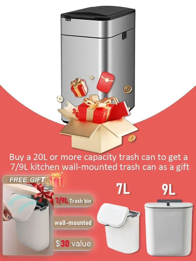 Smart Trash Can Stainless Steel Automatic Sensor Kitchen Garbage Bin Large Capacity Food Waste Baskets Bathroom Wastebasket