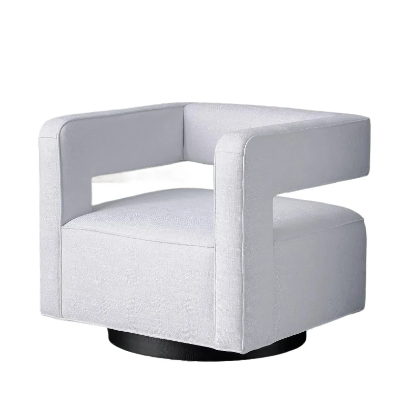 

American cotton linen bedroom single sofa chair Nordic minimalist living room leisure chair hotel cafe full chair