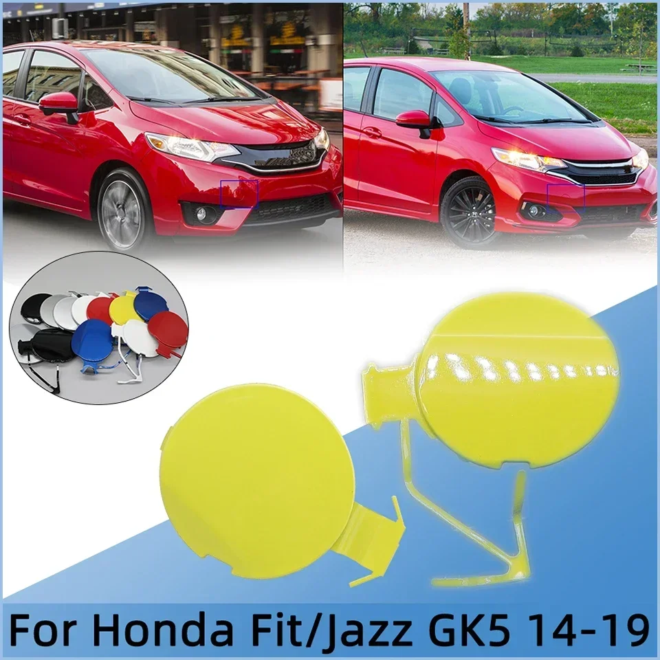 

Car Front Bumper Towing Hook Cover Cap For Honda Fit / Jazz GK5 2014 2015 2016 2017 2018 2019 Tow Hauling Trailer Lid Garnish