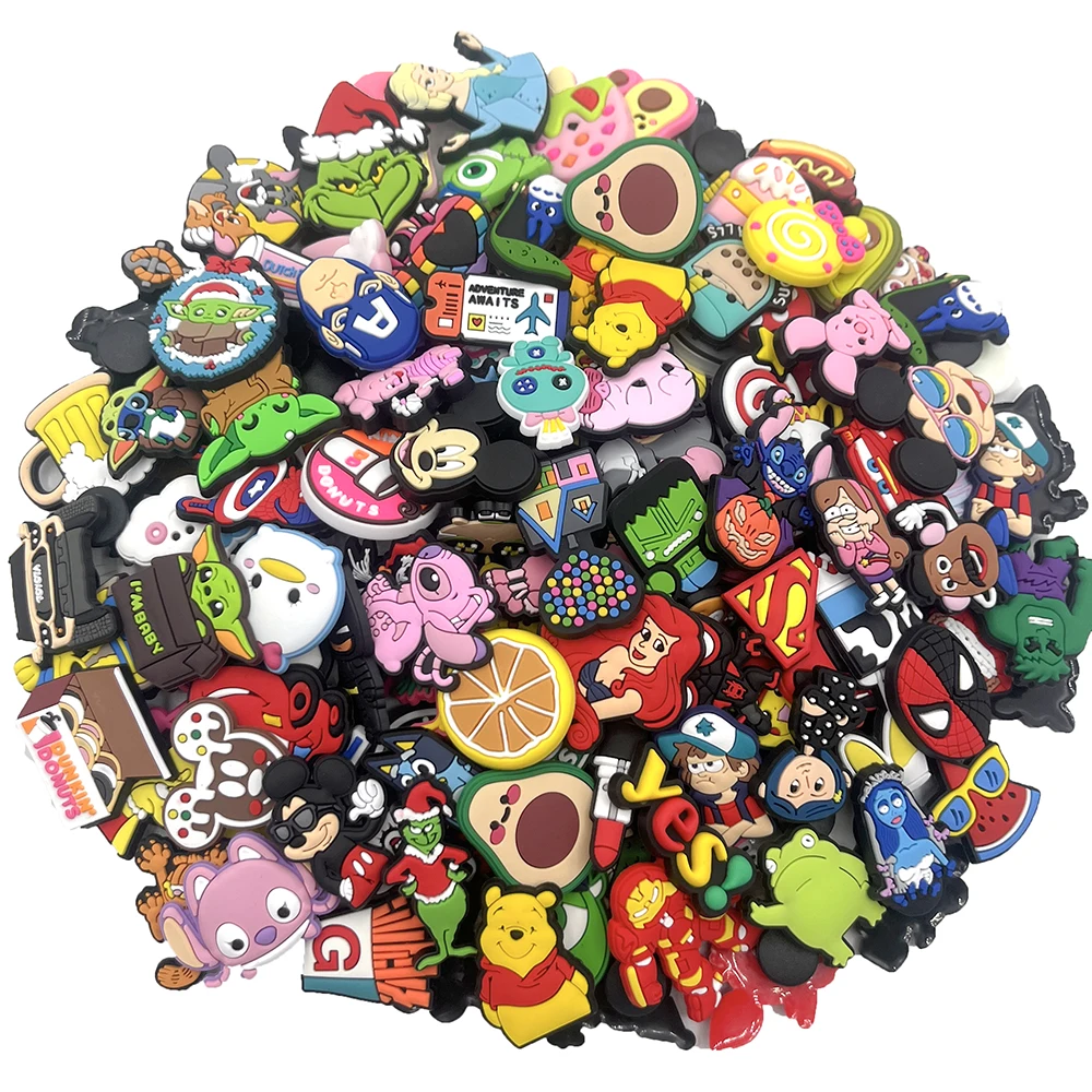 5/20/30/50/100Pcs Cartoon Animal Shoe Charms Decoration Fit Clog Sandals Slippers Ornament Shoes Accessories kids Party Gifts