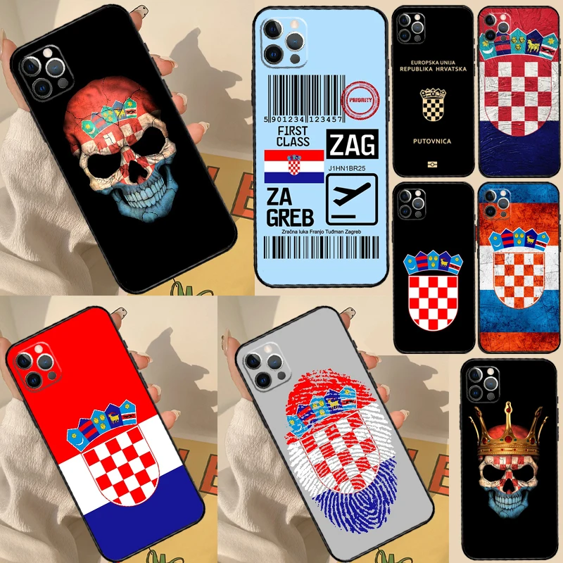 Croatia flag Case For iPhone 11 12 13 14 15 16 Pro Max Cover For iPhone 13 12 Mini XR X XS Max Plus