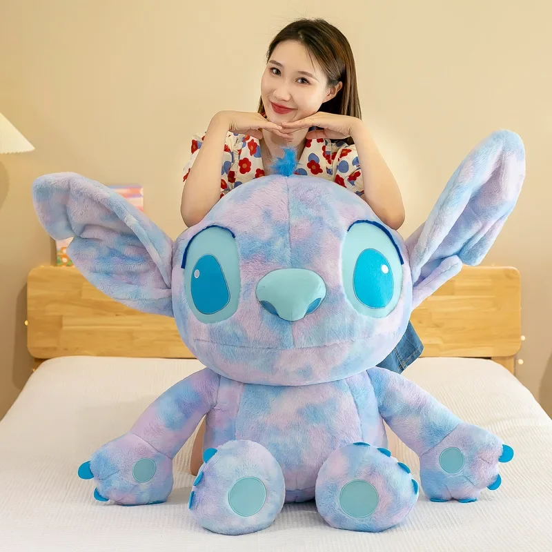 

New Disney Kawaii 40/55/75cm Cartoon Tie-dye Colorful Stitch Plush Toy Doll Anime Toy Star Stitch Doll Children's Christmas Gift
