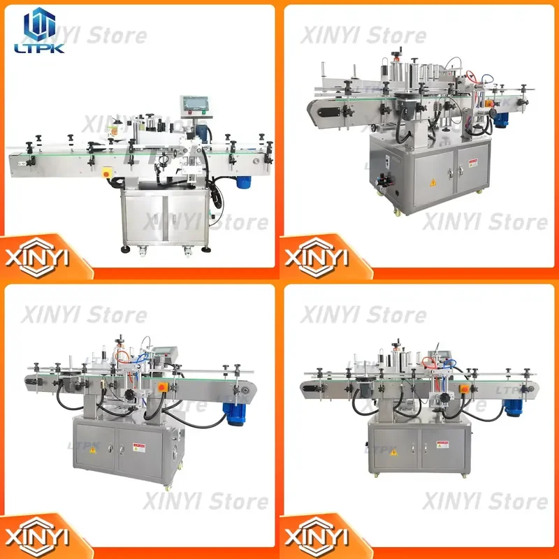 for Automatic Round Bottle Jar Can Vial Wine Water Bottle Front And Back Adhesive Sticker Labeling Machine Label Applicator