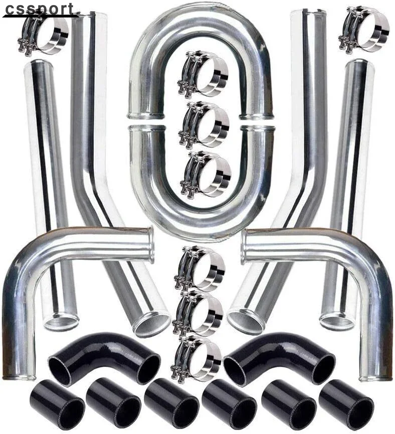 

2.5" Inch Turbo Intercooler Piping Aluminum w/U Pipe Silicone Coupler Clamp Kit