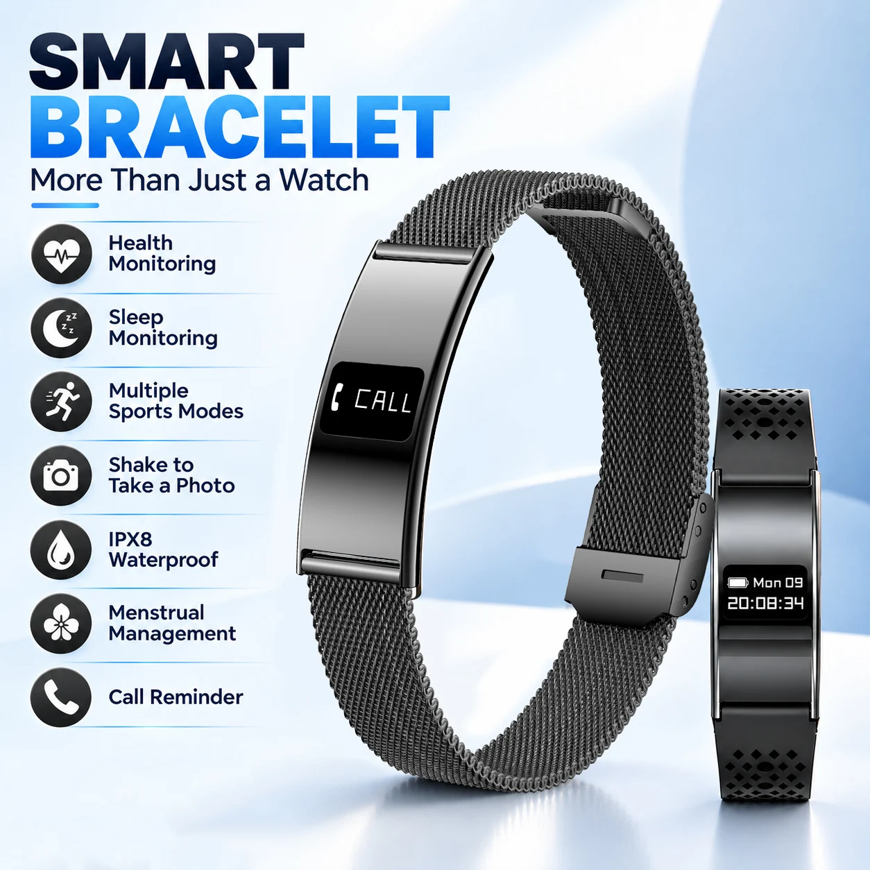 New Fitness Tracker Smart Bracelet  IPX8 Waterproof  Men Women Health Monitoring Outdoo Smart Watch Heart Rate Sleep Monitoring