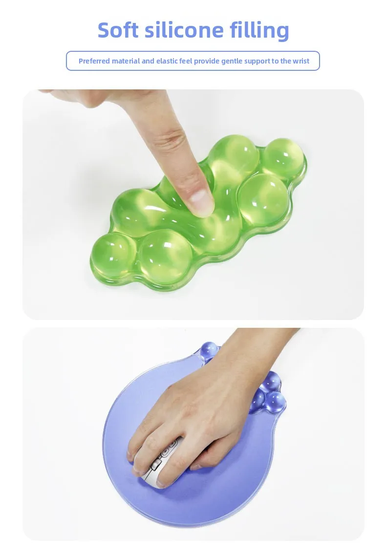 Transparentes Silikon-Handgelenkauflage-Set, Tastatur-Mauspad, Kühlgel, ergonomische Schreibtischunterstützung für Büro und Gaming, 4 Farben – Detail 3