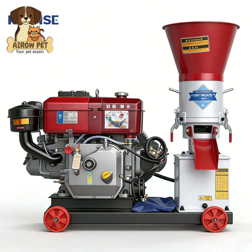 AIROW KR-190 Diesel Roller Pellet Machine for Poultry and Livestock Feed, High Efficiency for Small-Scale Production