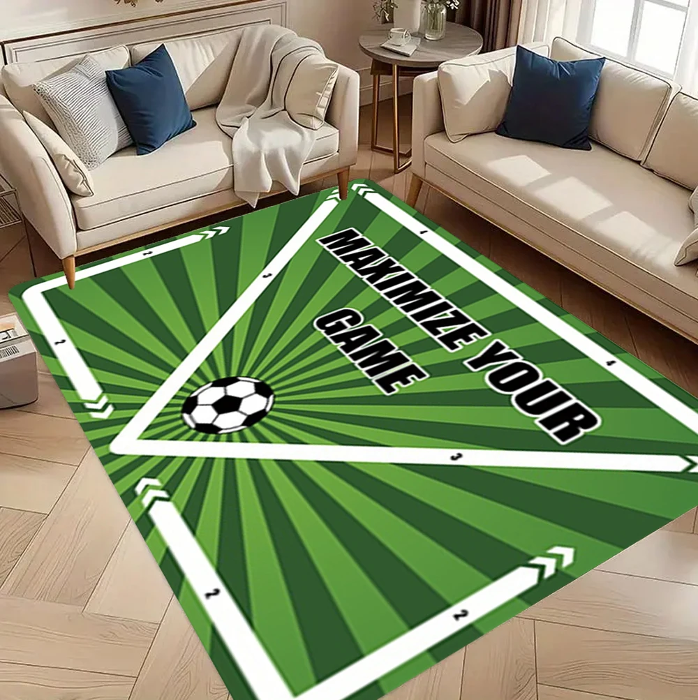 Sports Soccer Carpet Rug Home Decoration Football Training Floor Mat Exercise Gym Living Room Kids Play Green Black White