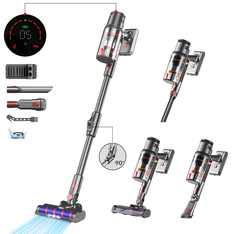 S16 Handheld Vacuum Cleaner 35kPa 450W Powerful 6 in 1 Vertical Cordless Vacuum Cleaner LED Display Handheld Sweeper Machine