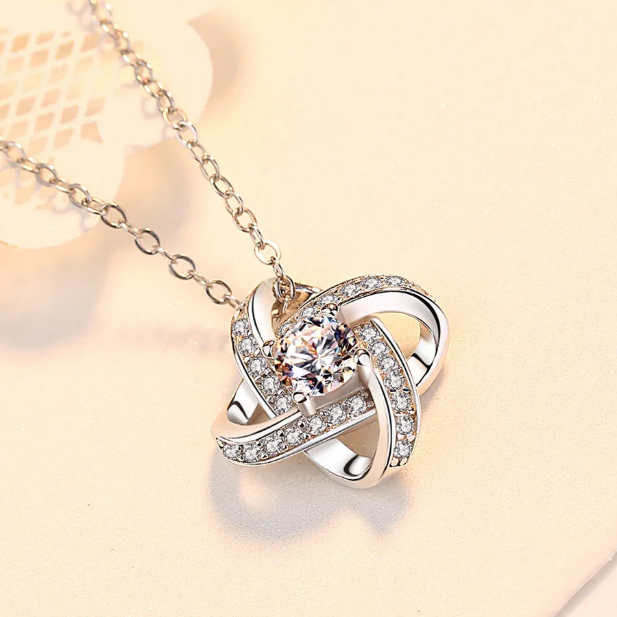 Cubic Zirconia Love Knot Colar, Para Minha Incrível Filha, Presente De Aniversário, Presente De Graduação, Presente De Natal