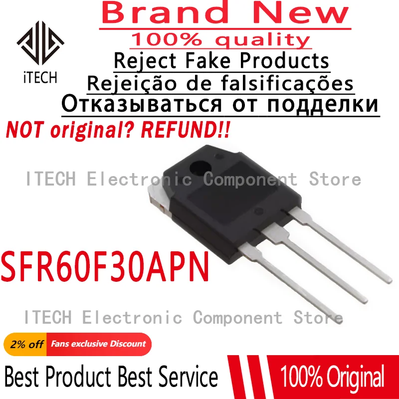 (10-50)pcs/lot Original SFR60F30APN 60F30A SL60F30A Fast Recovery Diode TO-247 Transistor 100% New and Genuine