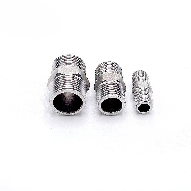 

1/8 1/4 3/8 1/2 3/4 1" 304Male Thread Hex Nipple Union Stainless Pipe Fitting Connector Coupler water oil air Thread Adapter