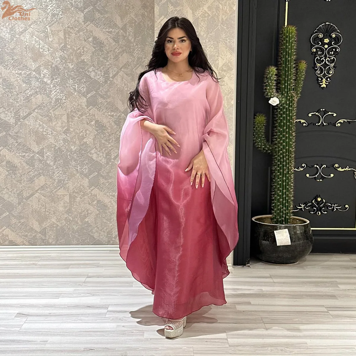 

Uni 2026 Новое вечернее платье в Дубае, мусульманское женское атласное платье Абая с круглым вырезом и рукавами «летучая мышь», элегантное женское скромное платье, исламская одежда