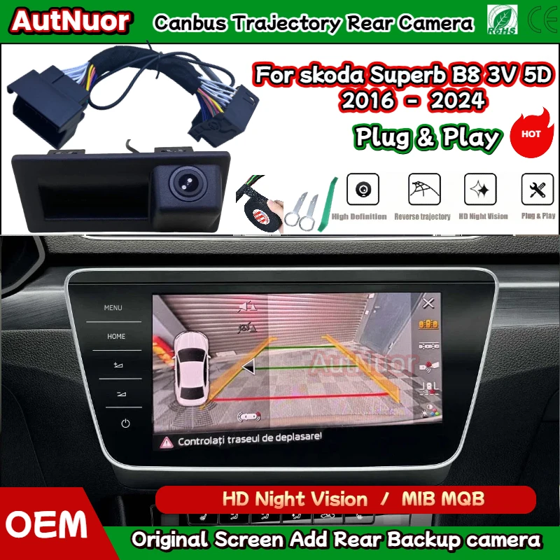 Canbus Rear Reverse Backup Camera For Skoda Superb B8 3V 5D Liftback Estate 2016 2017 2018 2019-2024 Plug & Play Without Coding