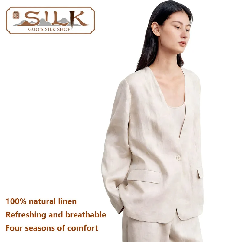 

Natural Pure Linen Women's Suit Casual and Stylish Outdoor Business Casual Spring-summer Comfortable Soft-Fitting