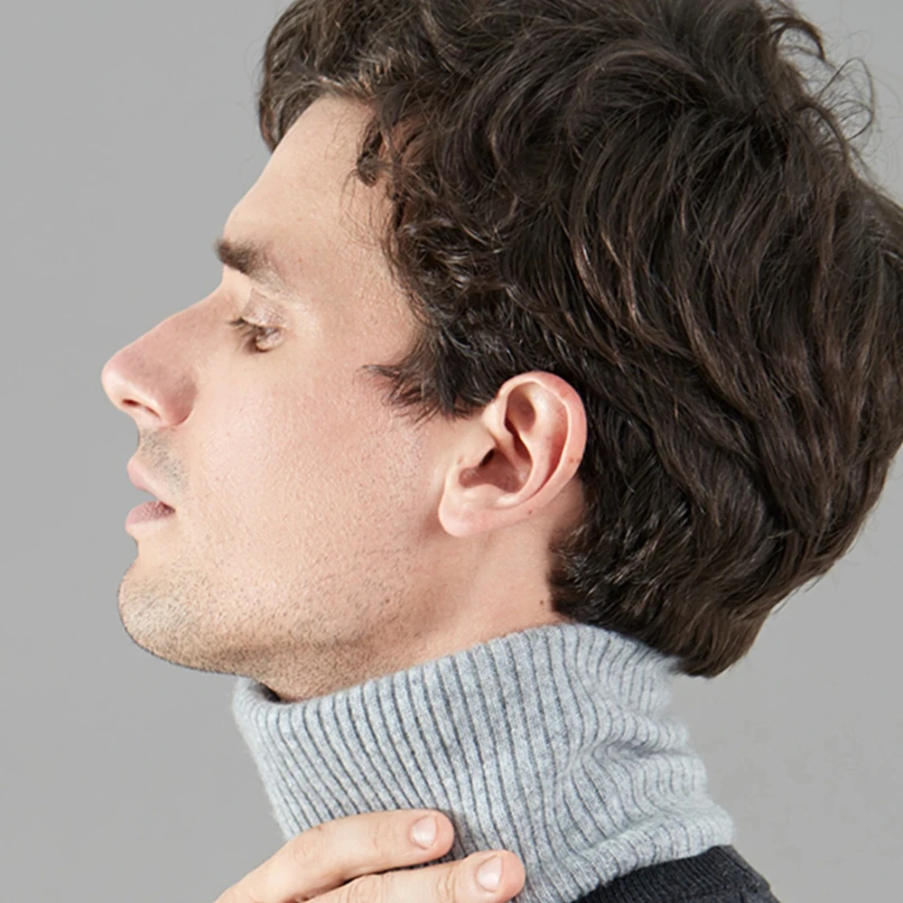 

Men's Cashmere Knitted Ring Scarf Winter Soft Warm and WIndproof Wool Turtleneck False Collar Comfort Loop All Match Neck Warmer