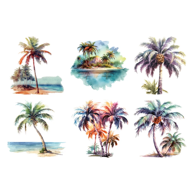 Summer Beach coconut tree Heat Transfer DIY for Bag Clothes Iron on Transfers T Shirt Thermo Stickers Personalised Tops Patch