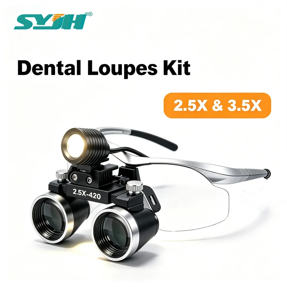 2.5/3.5X Dental Loupes Lab Medical Magnification Binocular Magnifier WIth 3W Headlight Medical Operation Loupe Dentist Tools