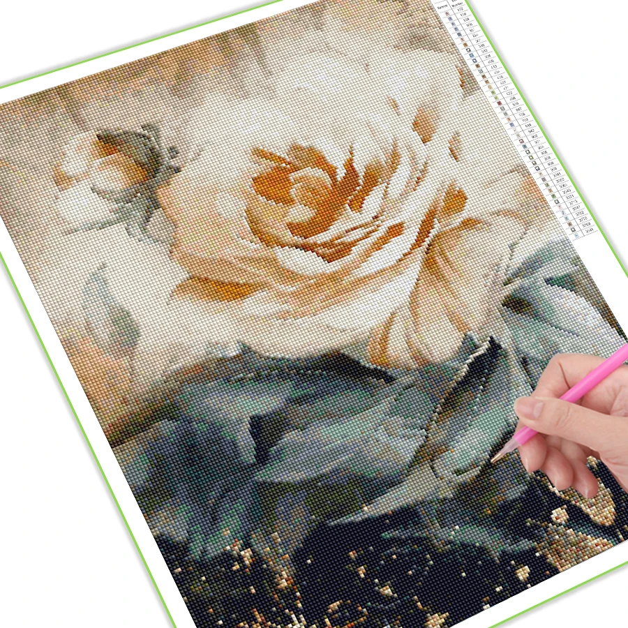 Diy 5D Diamond Painting Vintage Peony Blossoms Full Rhinestone Embroidery Abstract Flower Mosaic Picture Wall Decor AA4774