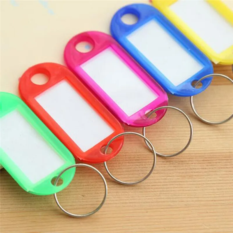 30Pcs/Set Colorful Plastic Key Fobs Language ID Tags Labels Key Rings Name Tags With Split Ring For Baggage Key Chains Key Ring