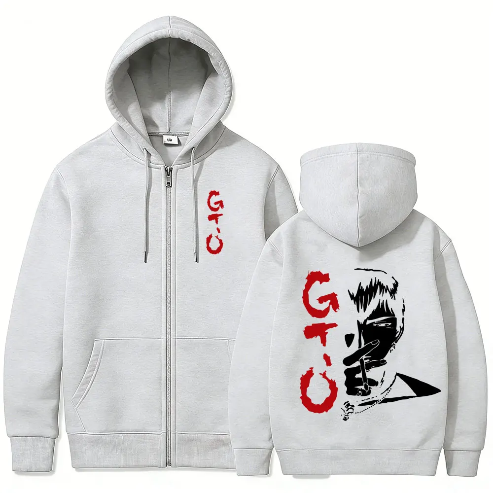 Anime Great Teacher Onizuka GTO Eikichi Onizuka Face Graphic Zipper Hoodie Herren Damen Vintage Oversized Manga Zip Up Jacke Mantel – Detail 6