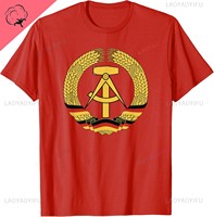 GDR Coat of Arms German Democratic Republic Flag East T-Shirt Men and Women Short Sleeves Cotton Printed T-shirt Ropa Hombre