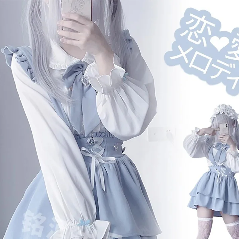 

Kawaii Women Shirts Jirai Kei Lolita Y2K Cute Japanese Style Blouse Elegant Long Sleeve Sweet Tops Casual Aesthetic Shirt 2025