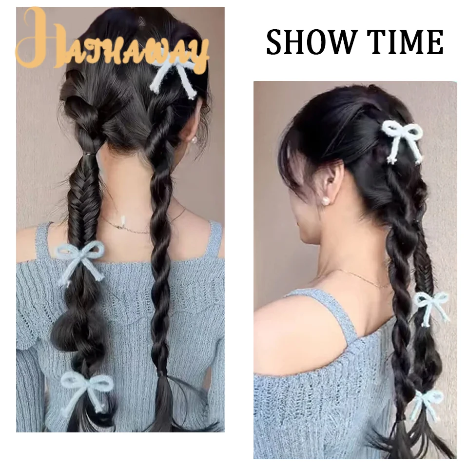 22 Inch Irregular wig Synthetic Wig Ponytail Twist braid Wig Braided Hair Wig Double Ponytail Braid Wig Suitable For Daily Wear