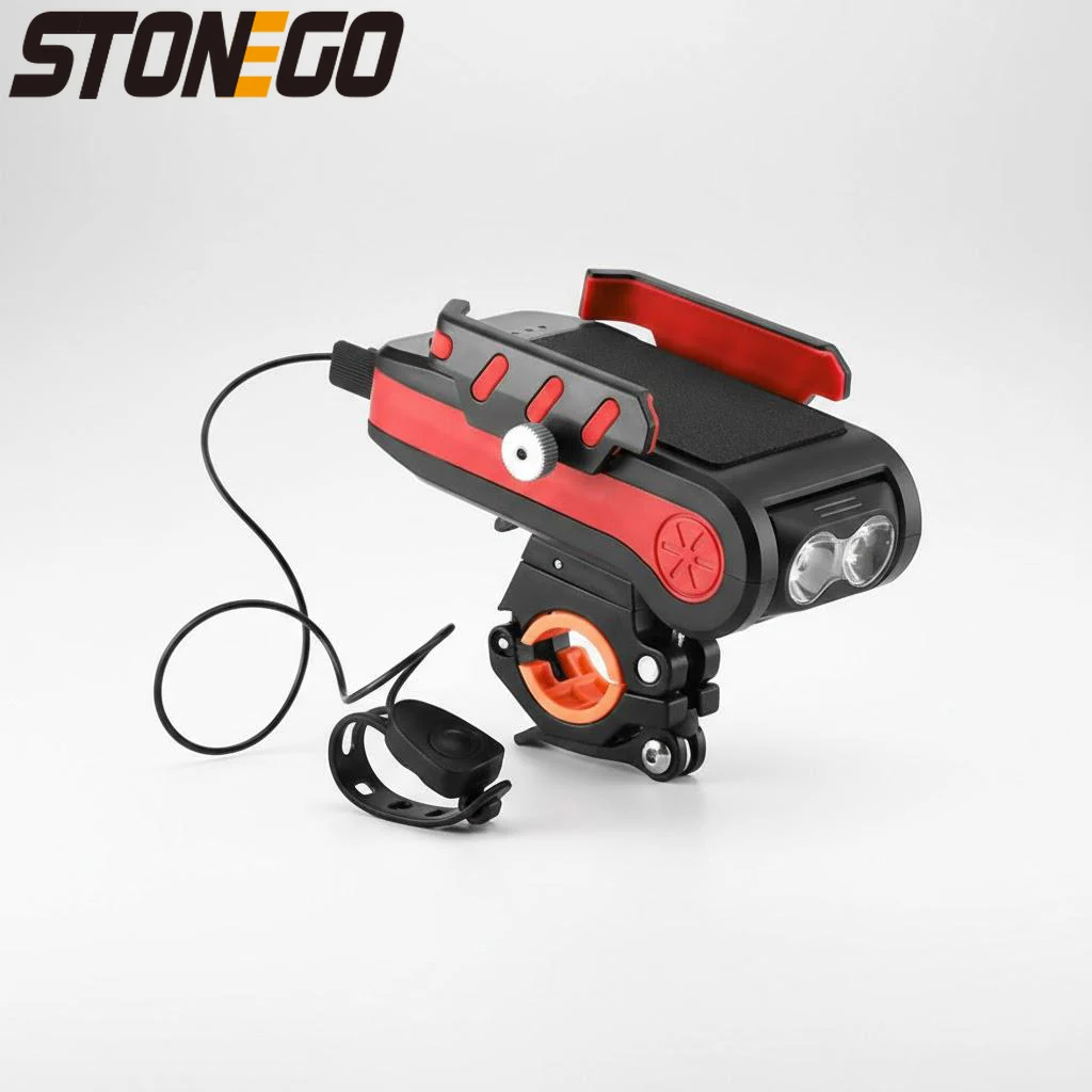 

Rechargeable Bike Light 4 in 1 LED Bicycle Front Lamp Power Bank Horn Holder Phone Stand Multifunction Cycling Accessories