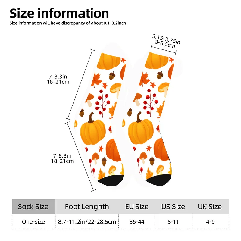 زوج واحد من جوارب منتصف الساق ذات طابع الخريف باللون البرتقالي الدافئ والأحمر والأصفر والأخضر والبني والأسود والأبيض ونعل مبطن غير قابل للانزلاق #6