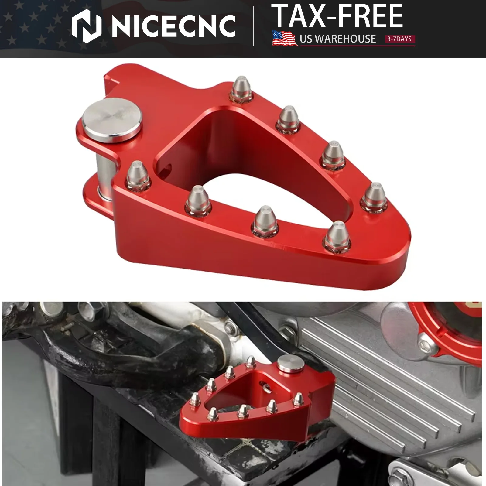 

NICECNC For Honda XR650L XR 650 L 1993-2025 2024 2023 2022 2021 2020 XR 650L Enlarged Rear Brake Pedal Step Tip Plate Aluminum