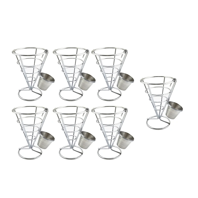 French Fries Basket Single Head French Fries Rack 7 Pieces Of French Fries Cups Fried Chicken Cooked Food Display Stand Durable