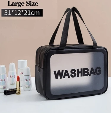 Women's Large Capacity Waterproof Transparent Travel Makeup Bag Portable Cosmetic Pouch