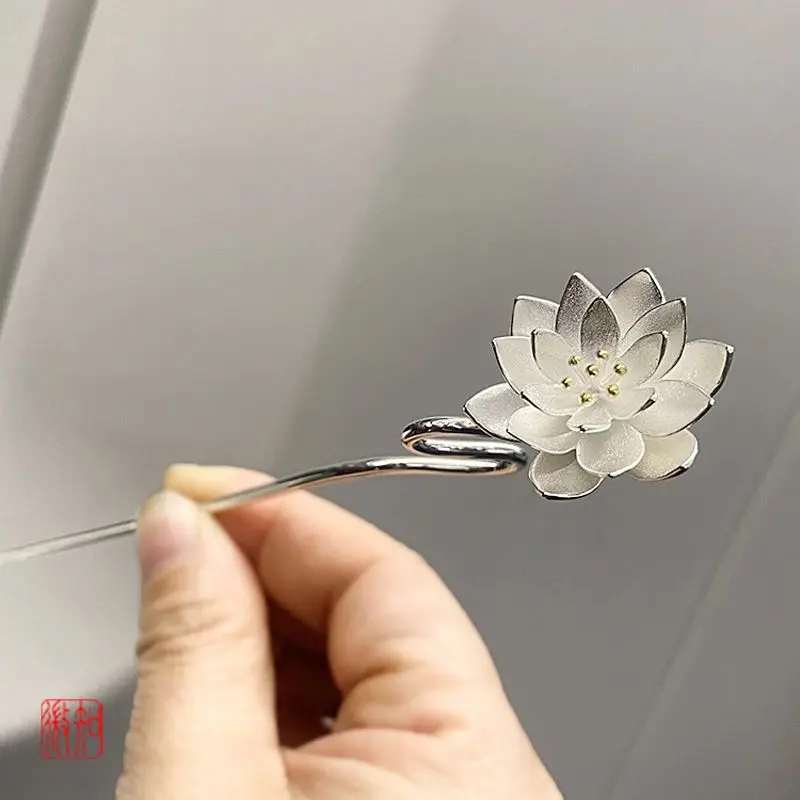

Lotus Tassel Silver Plated Silver Hairpin Step-up Antique Hair Plate Silver Trendy Vintage Lotus Hanfu Hairpin Headpiece Crown