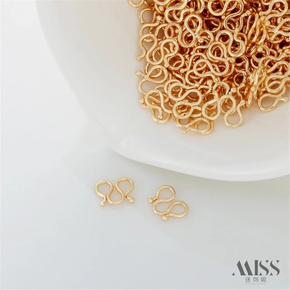 14K Gold M Buckle S Buckle DIY Bracelet Necklace Ending W Connecting Buckle 8-shaped Hanging Buckle Joint Leather Rope Accessory