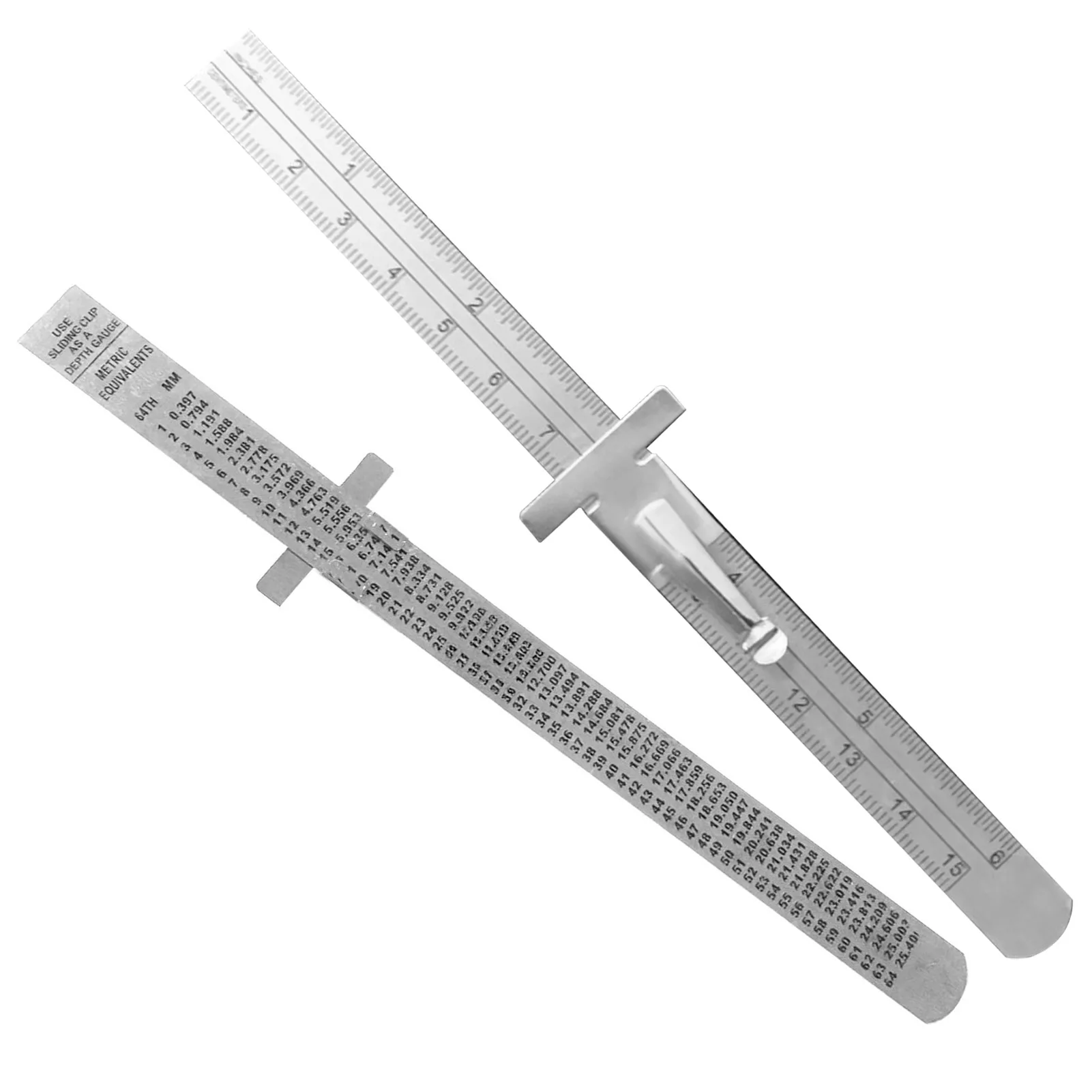 6inch Ruler Precision Stainless Steel Ruler with Clip Depth Height Measuring Tool