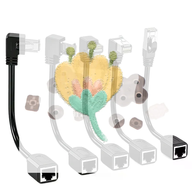 CAT6 Ethernet Extension Cable 90 Degree Elbow RJ45 Male to Female Cord 1Pcs for Home Office Router Network Connection