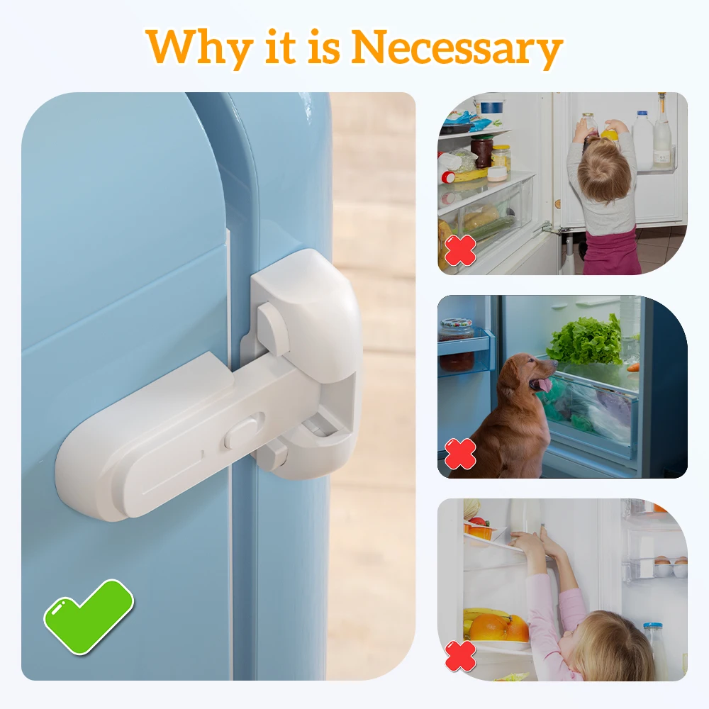 SAFELON 2 Pcs Baby Safety Fridge lock, Child Proof Freezer Door Lock, Protect Refrigerators With Damaged Sealing Strips