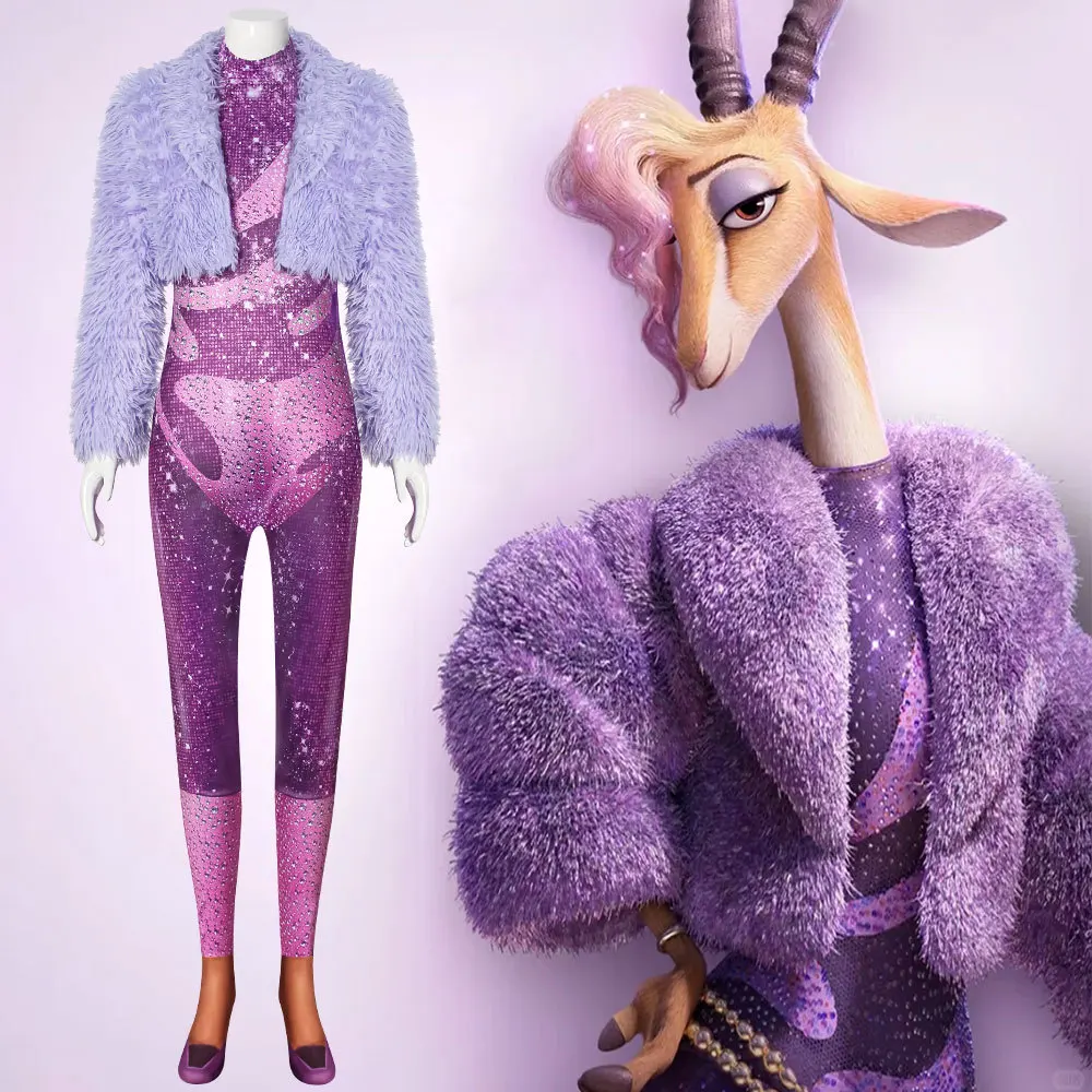 

Zootopia 2 Gazelle Sheep Cosplay Costume Try Everything Halloween Zoo Cosplay Full Set Shakira Jumpsuit