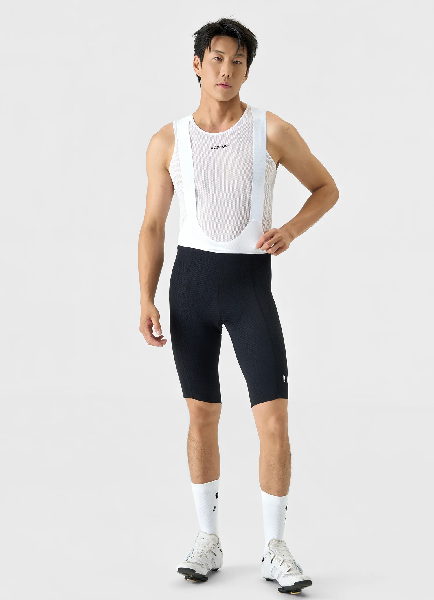 BCBE-ING Neue Herren-Radlerhose mit Hosenträgern, hochwertiges elastisches Interface-Polster mit 200 kg/m³ Dichte, leichtes, schnell trocknendes Radlerhose-Set – Detail 9