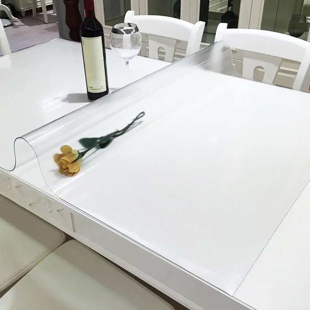 

Transparent Table Protector Waterproof Kitchen Tablecloth 0.8mm Thick Plastic Table Cover Crystal Clear Table Protector