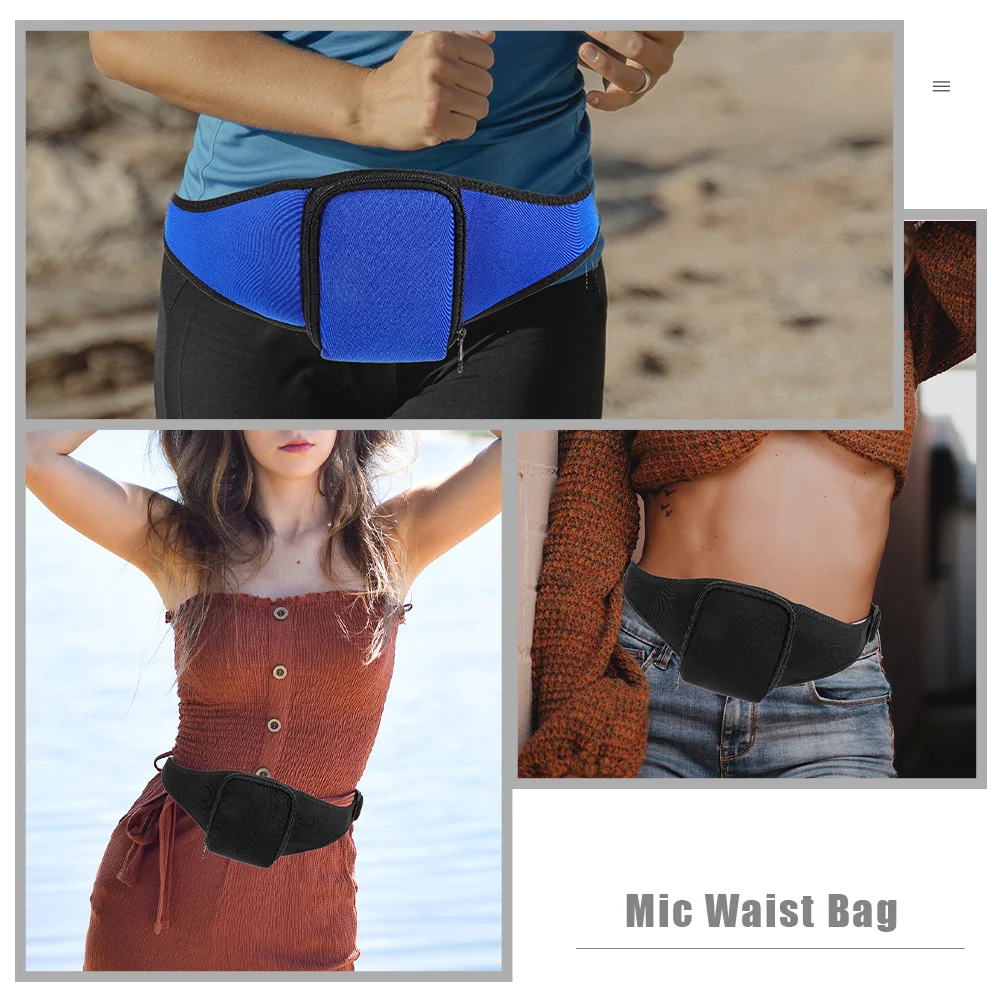 

2Pcs Mic Waist Bag Fitness Microphone Belt Neoprene Adjustable Holder for Sports Workout Running Mic Waist Bag